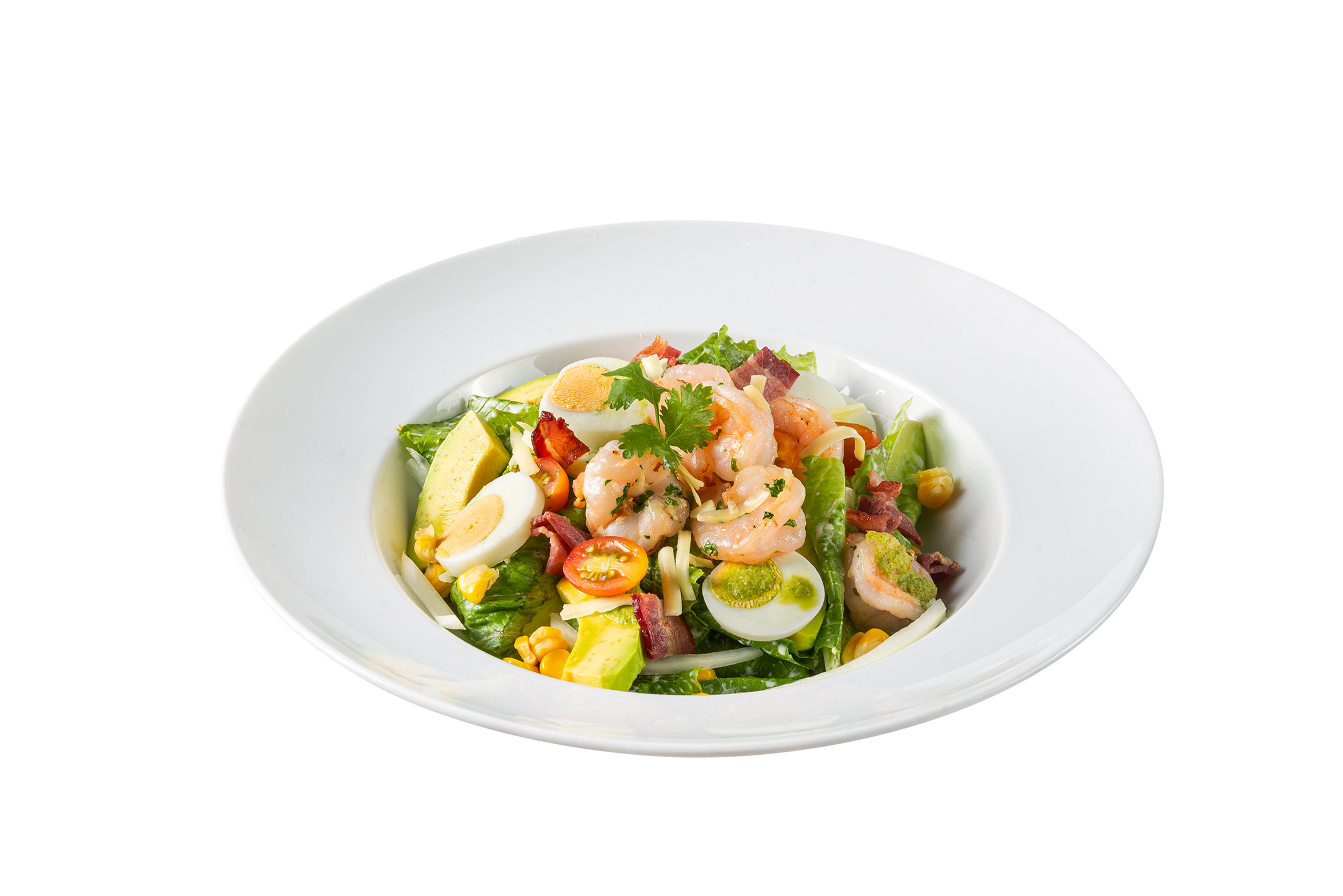 Prawn Cobb Salad kết hợp giữa salad tươi và tôm xào thơm lừng