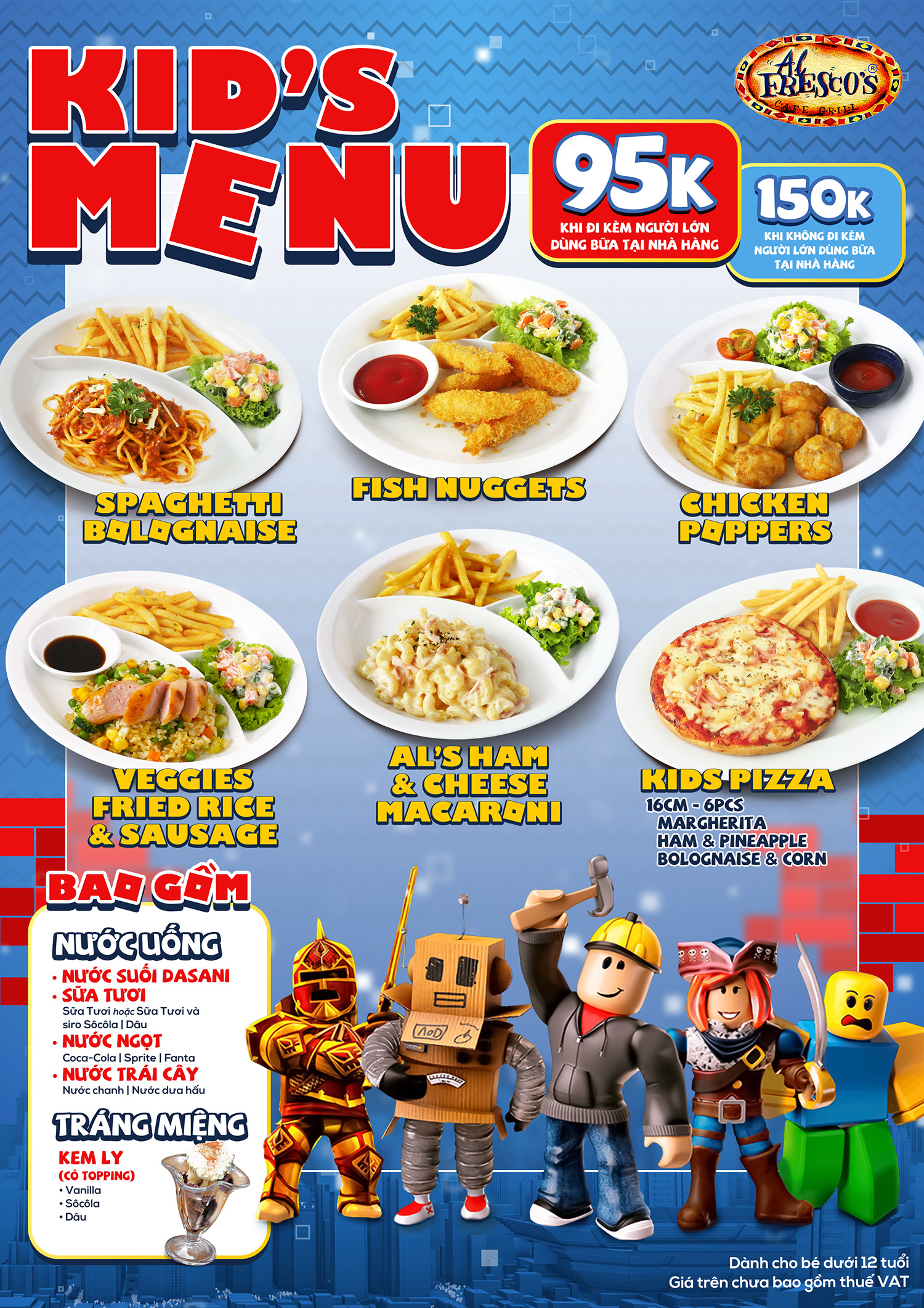 Thực đơn thiết kế riêng cho trẻ em tại Al Fresco’s