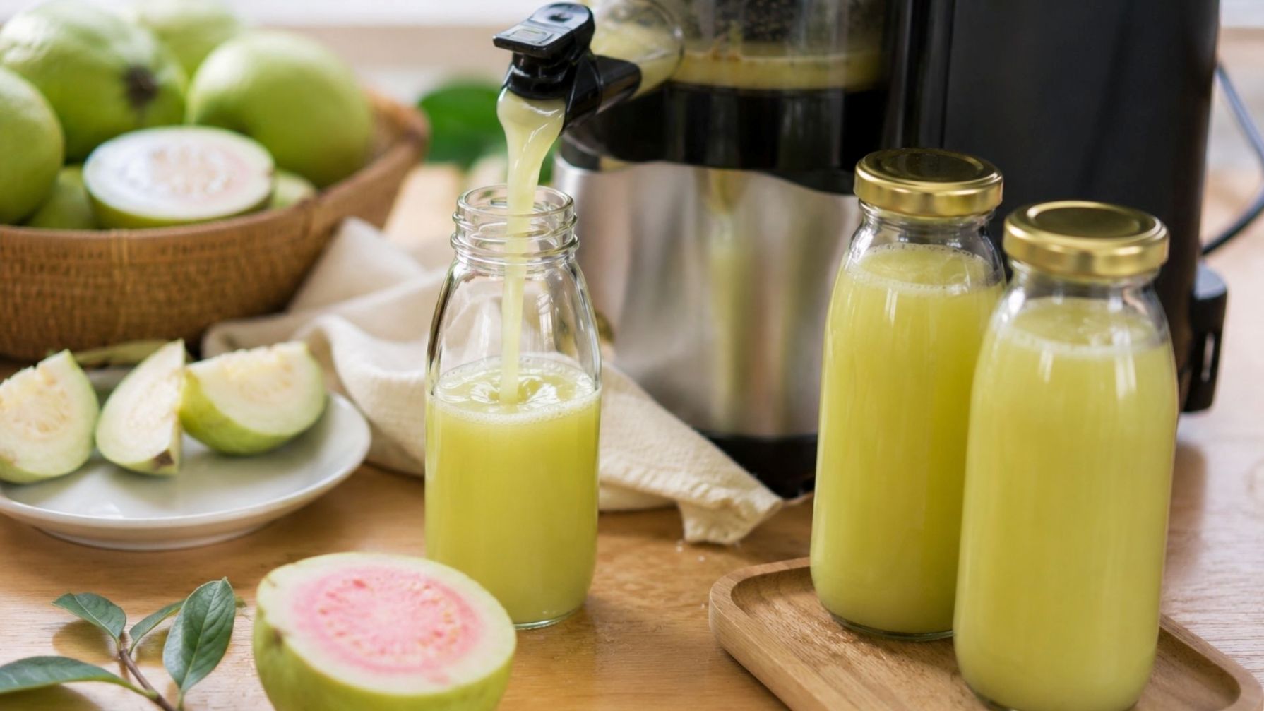 Bảo quản nước ép trong chai thủy tinh có nắp kín để giữ chất lượng tốt hơn