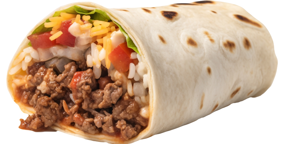 Burrito là một món ăn đặc trưng với lớp vỏ làm từ bột ngô