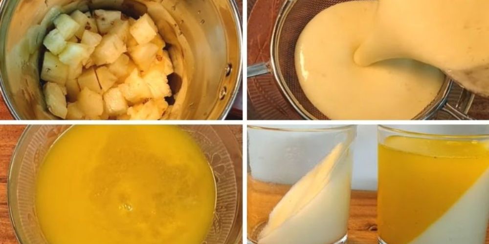 các bước chế biến panna cotta dứa