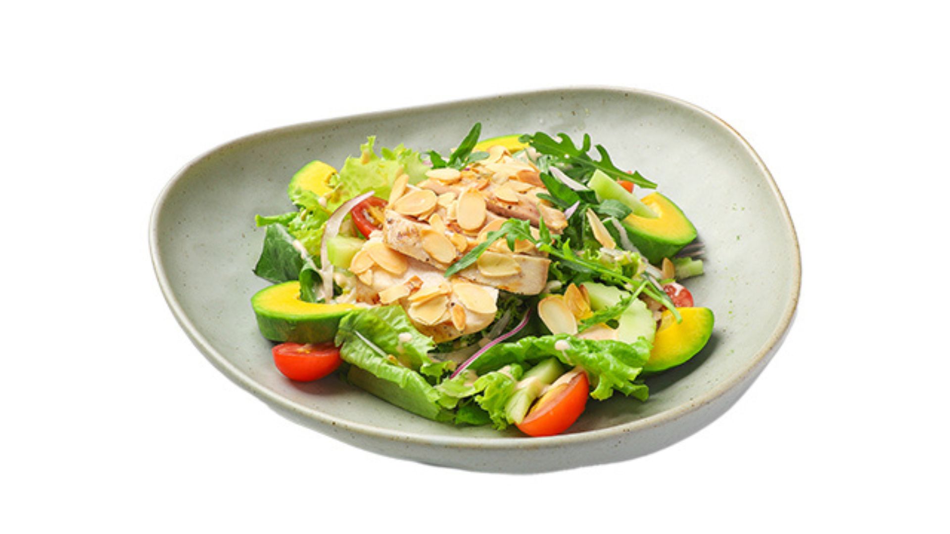 Grilled Chicken Almond Salad thêm thịt gà nướng và hạnh nhân cho bữa ăn giàu hương vị hơn.