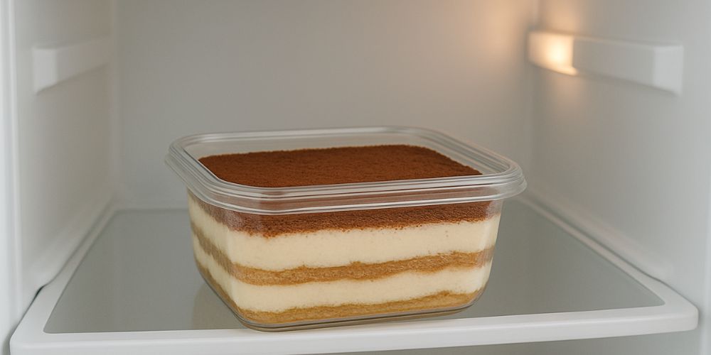 Làm lạnh tiramisu để bánh đứng form và thấm vị