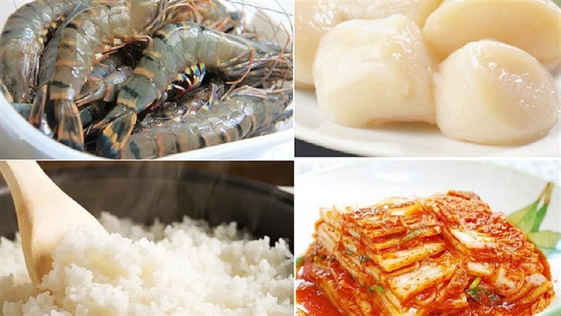 Nguyên liệu cơm chiên hải sản kim chi