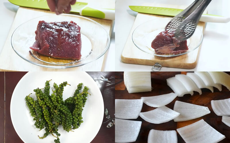 Nguyên liệu làm bò xốt tiêu xanh