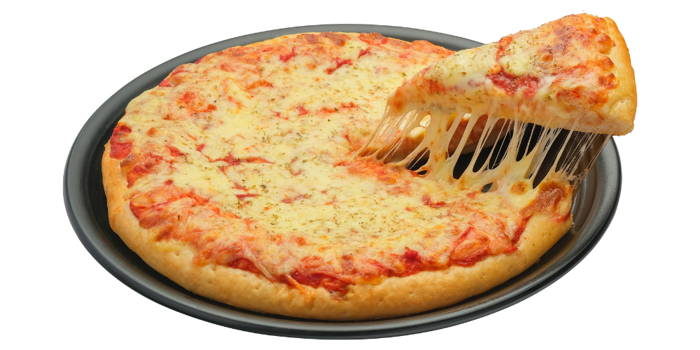 Pizza Margherita với xốt cà chua pizza tươi, phô mai tan chảy chuẩn vị Ý.