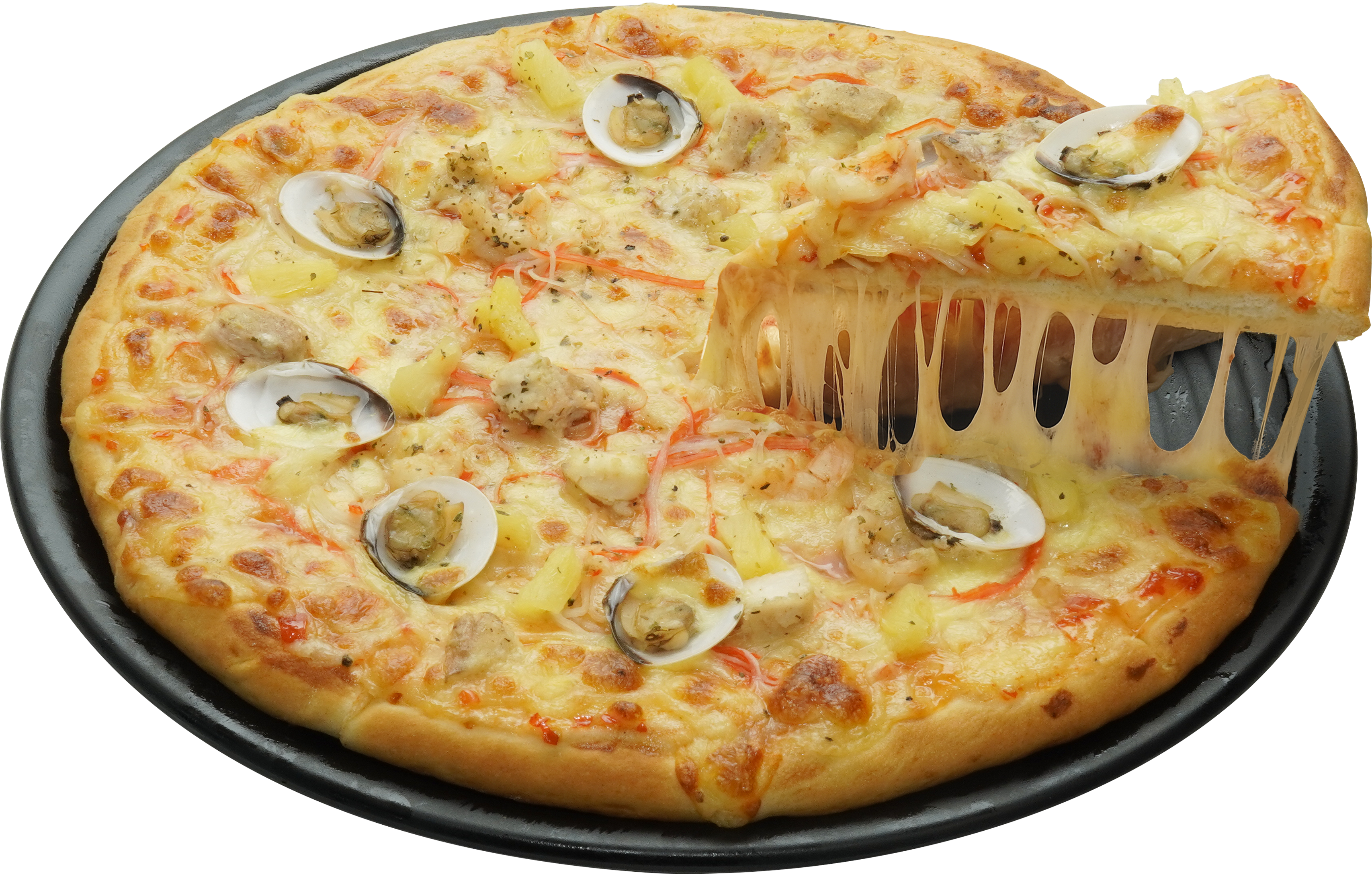 Pizza Tropicana Seafood với hải sản tươi ngọt kết hợp cùng xốt ớt chua ngọt