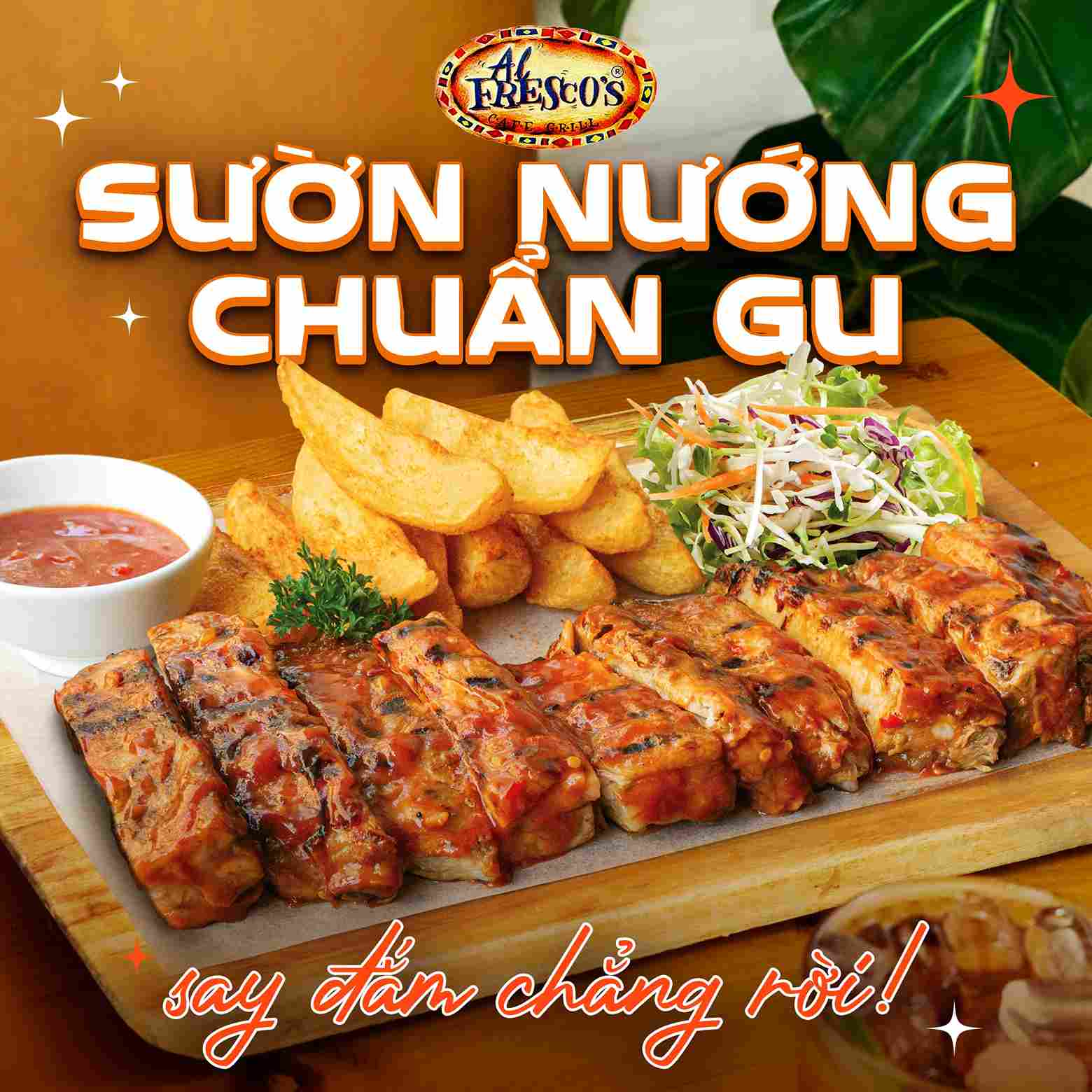 Ăn khoai tây múi cau kèm sườn nướng