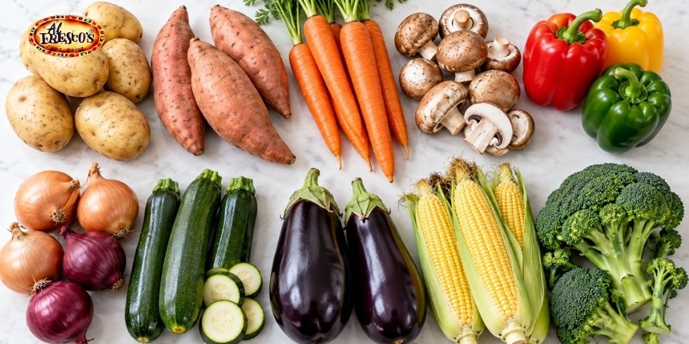 Các loại rau củ phù hợp để nướng, từ khoai củ, nấm đến rau củ nhiều màu sắc