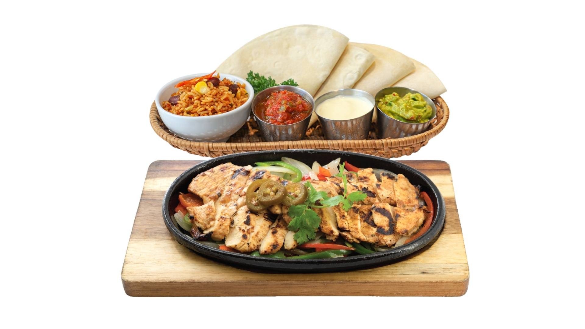 Chicken Fajitas sử dụng ớt chuông và hành tây với hương vị cho gà