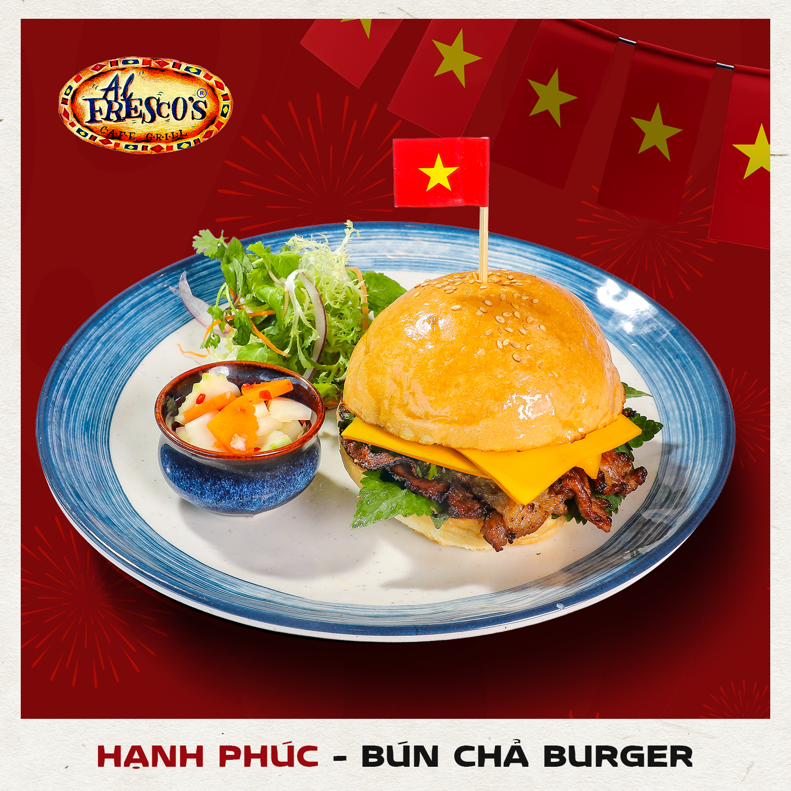 Từ món bún chả truyền thống của Hà Nội, phiên bản burger này tạo nên sự bùng nổ vị giác
