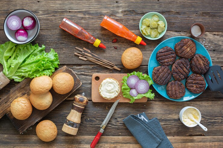 Chuẩn bị nguyên liệu làm bánh burger