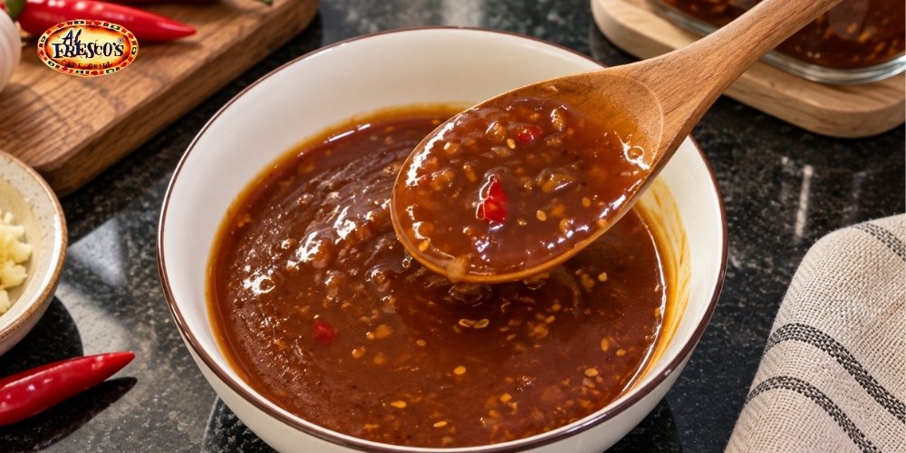 Xốt me có vị chua ngọt đặc trưng, giúp cân bằng hương vị đậm đà của thịt nướng