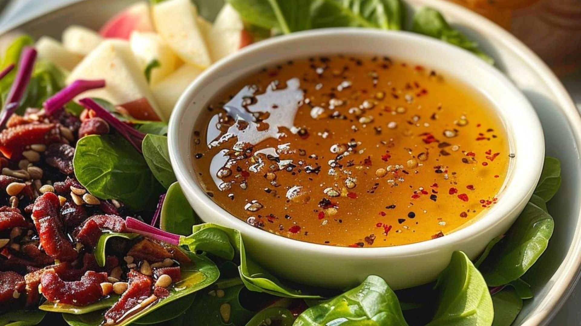 Cân đối tỷ lệ dầu và giấm giúp xốt salad có vị béo mượt, chua dịu và hài hòa hơn.