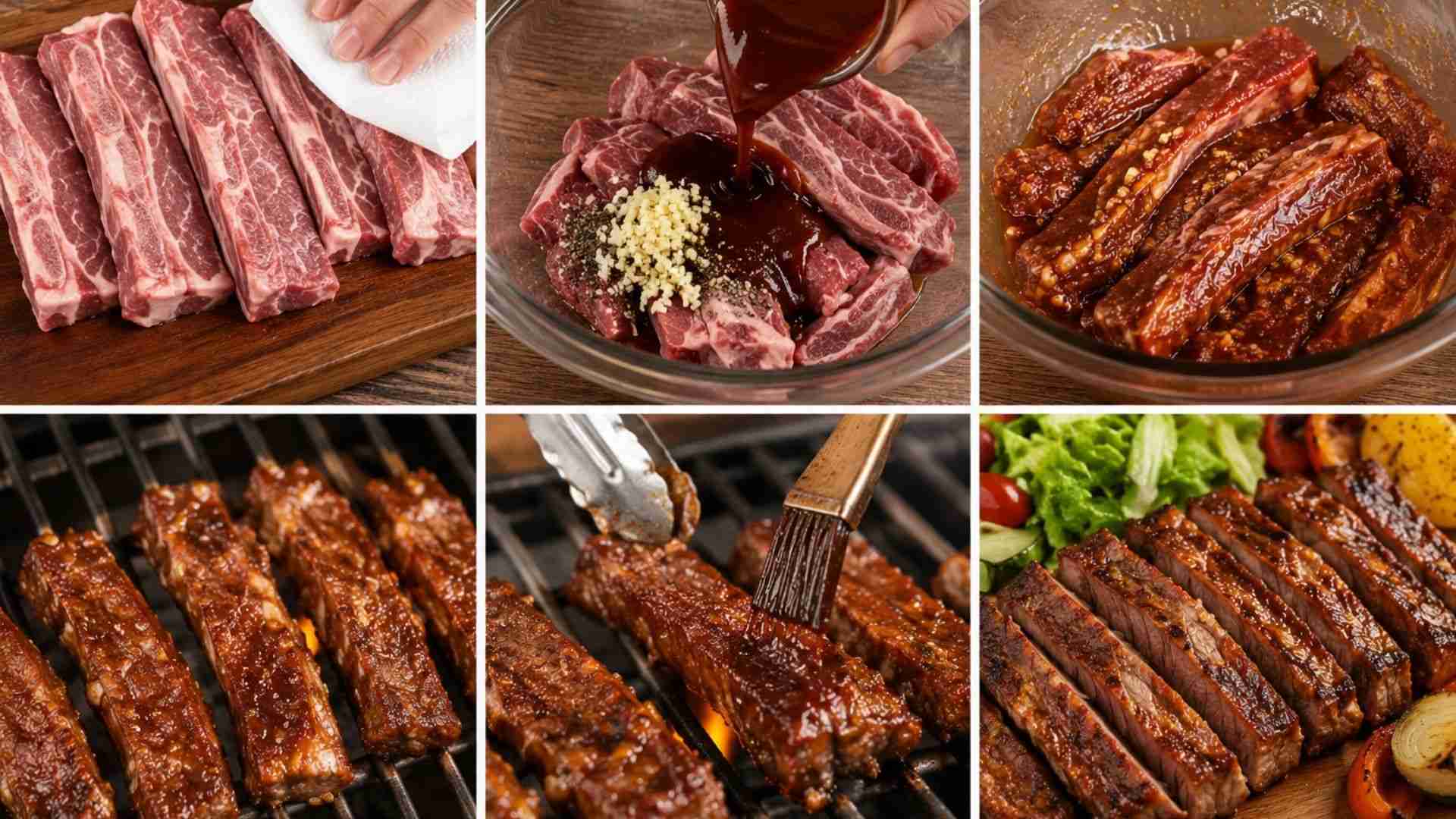 Dẻ sườn bò được ướp xốt BBQ trước khi nướng vàng thơm