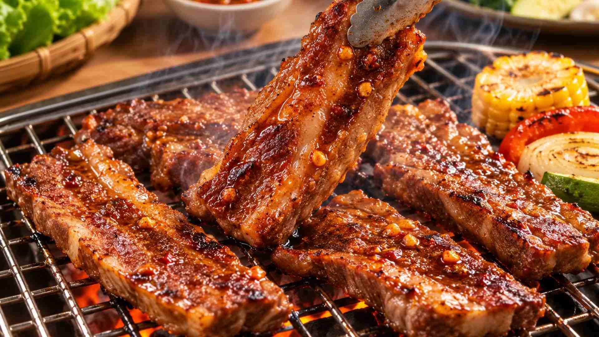 Thành phẩm dẻ sườn bò nướng sa tế thơm ngon, hấp dẫn