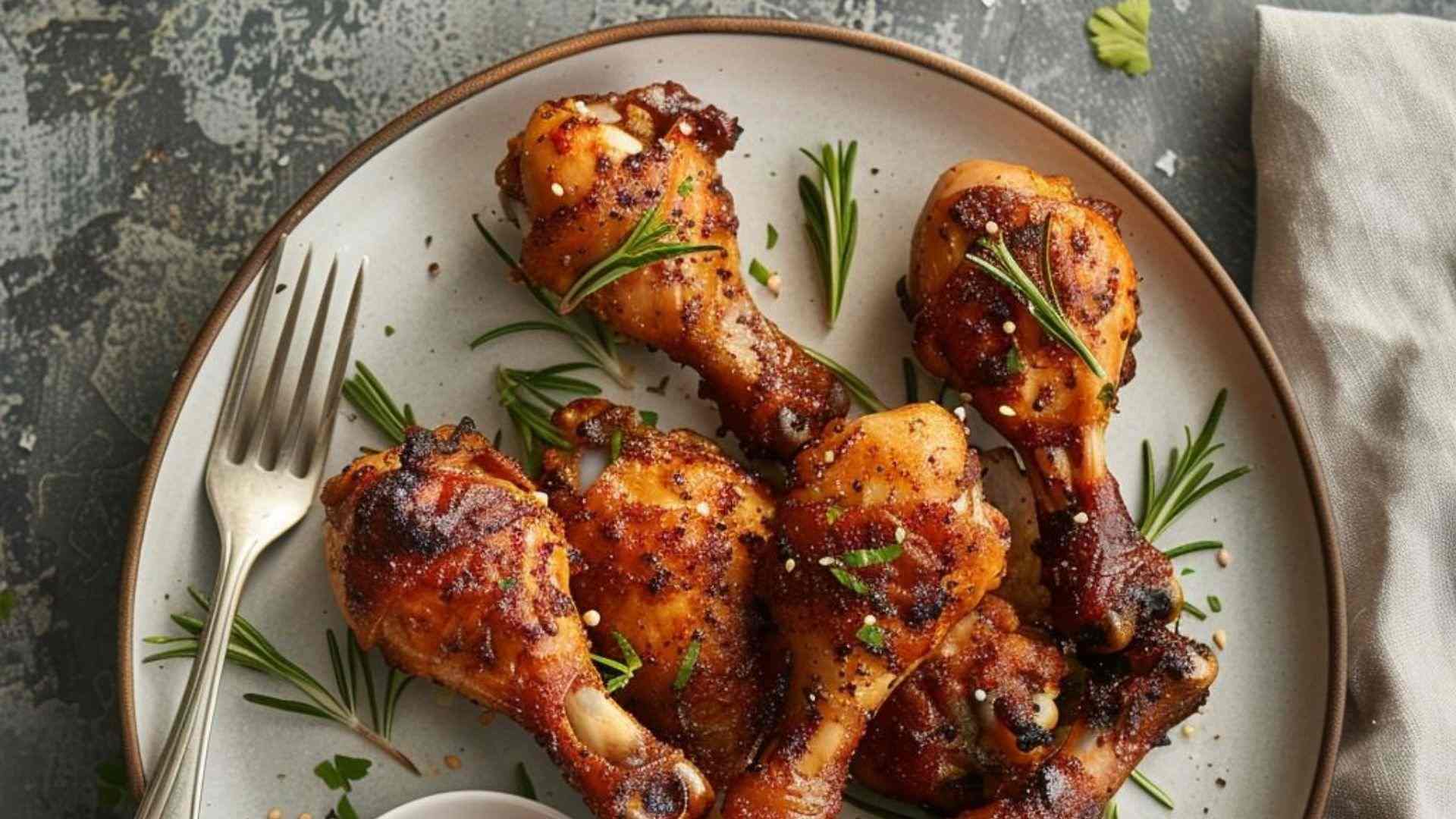 Gà nướng sa tế cay nhẹ, thơm mùi sả và gia vị hài hòa.