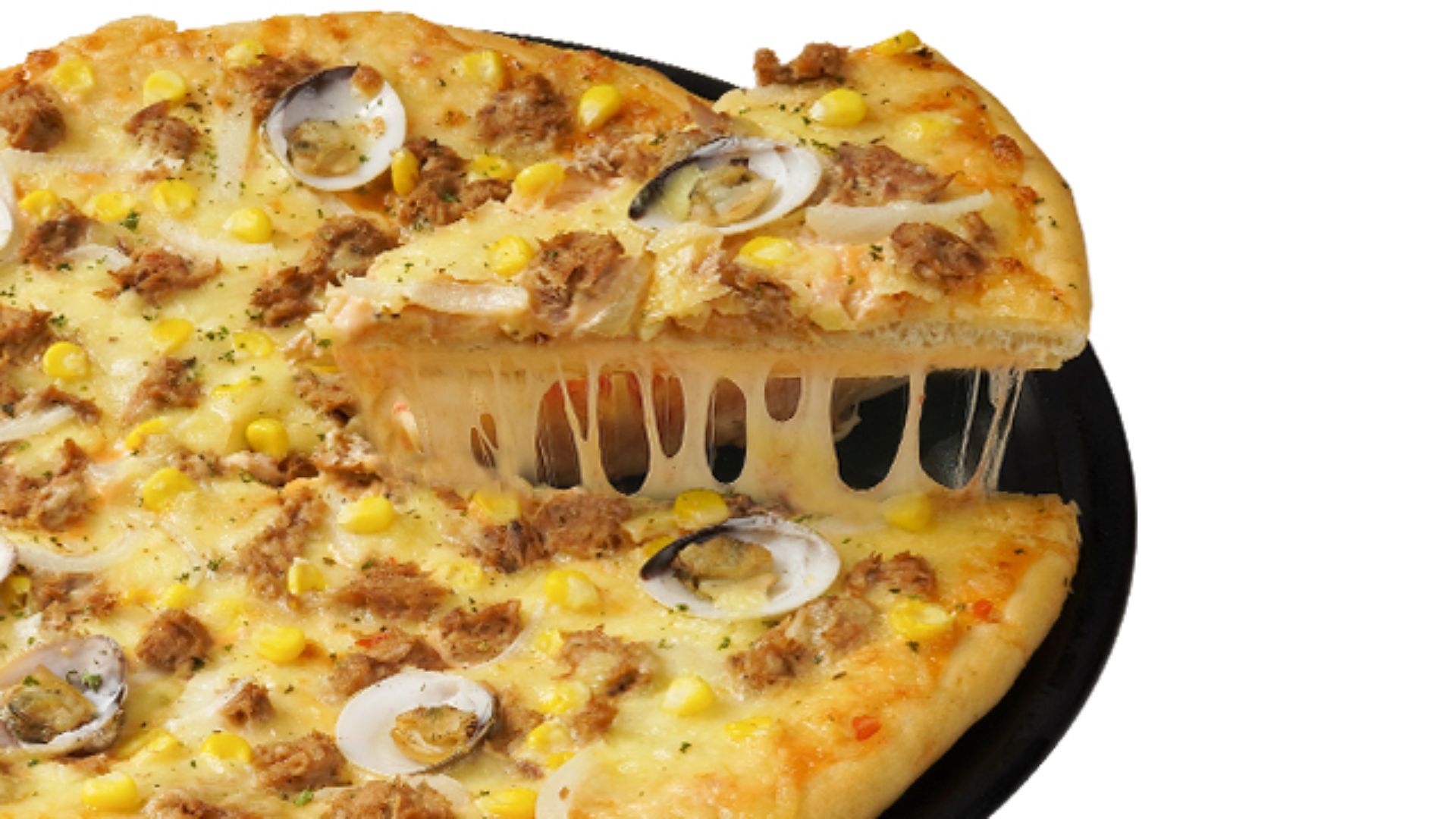 New Oceania Pizza thuộc dòng pizza hải sản với nguyên liệu chính từ nghêu và cá ngừ