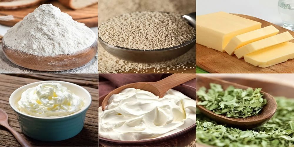 Nguyên liệu cho phần nhân phô mai và bơ tỏi
