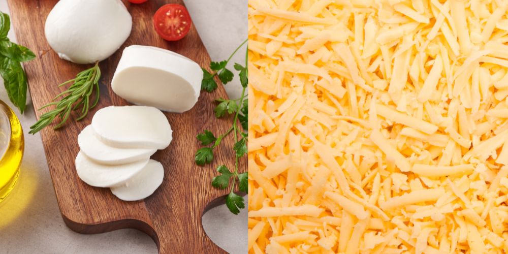 Phô mai Mozzarella tươi và Mozzarella bào sợi