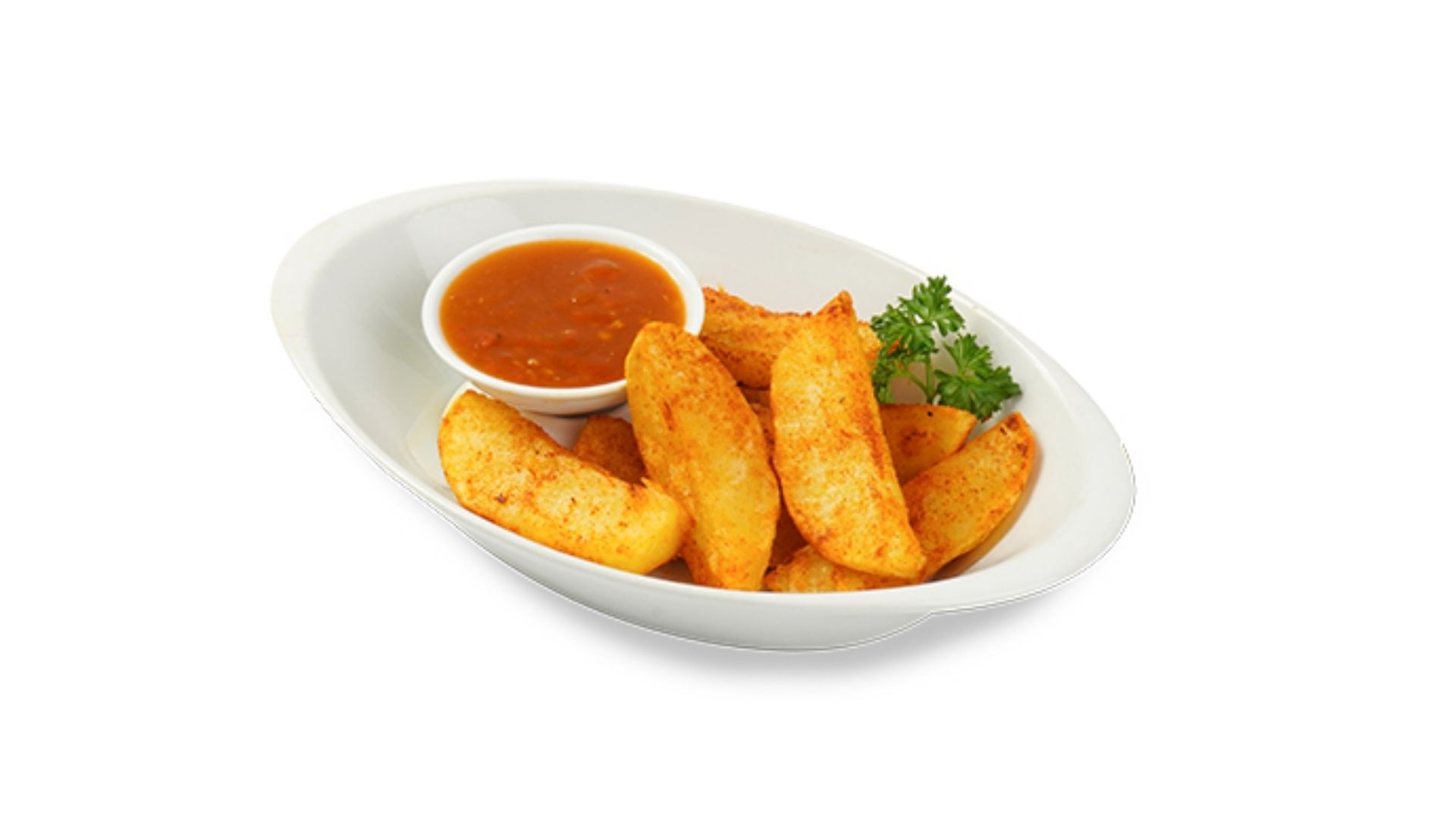 Potato Wedges có lớp vỏ ngoài của khoai tây được áo gia vị nhẹ nhàng làm tăng thêm sự đậm đà.