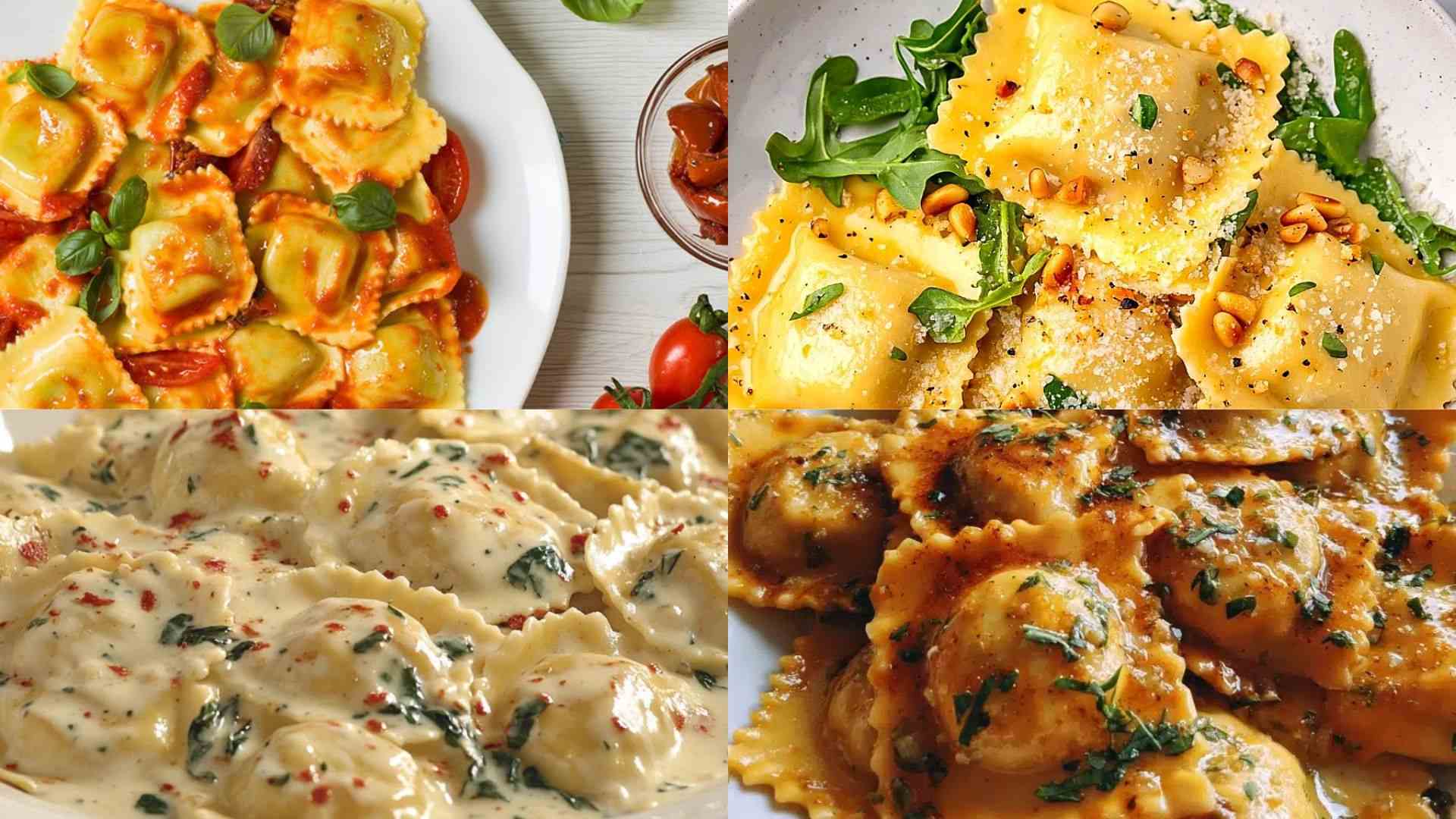 Ravioli thường được dùng cùng xốt kem, xốt cà chua, pesto hoặc bơ xô thơm để cân bằng và làm nổi bật hương vị phần nhân.
