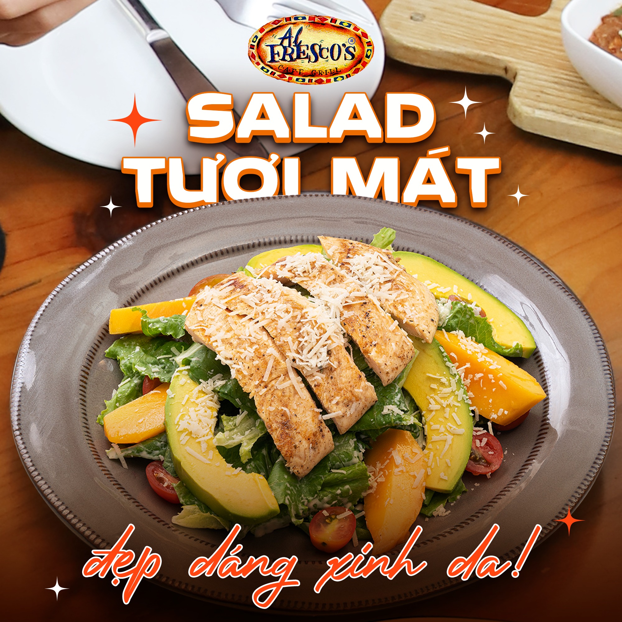 Sườn nướng ăn cùng salad