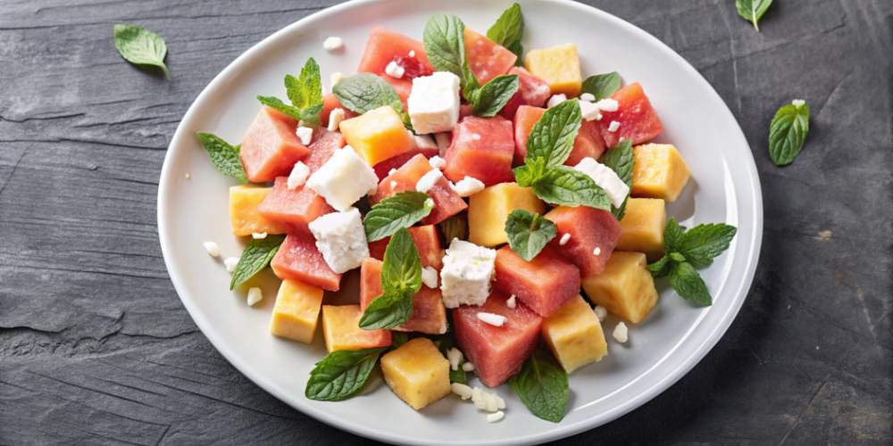 Salad trái cây với phô mai Brie