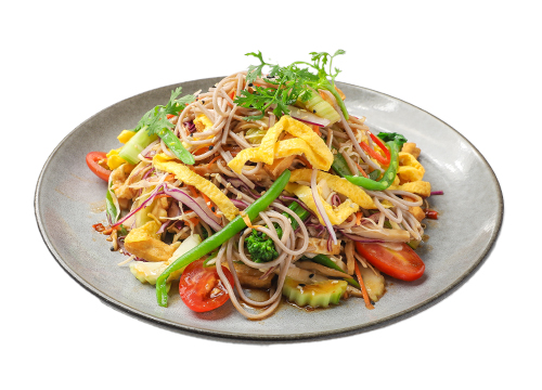 Salad mì soba kiều mạch dinh dưỡng và rau củ tươi
