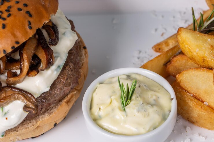 Xốt Mayonnaise trộn mù tạt rất phù hợp để ăn cùng burger