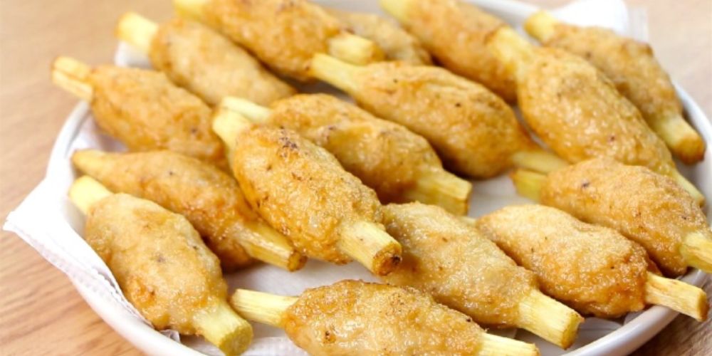 Thành phẩm chạo tôm bọc mía