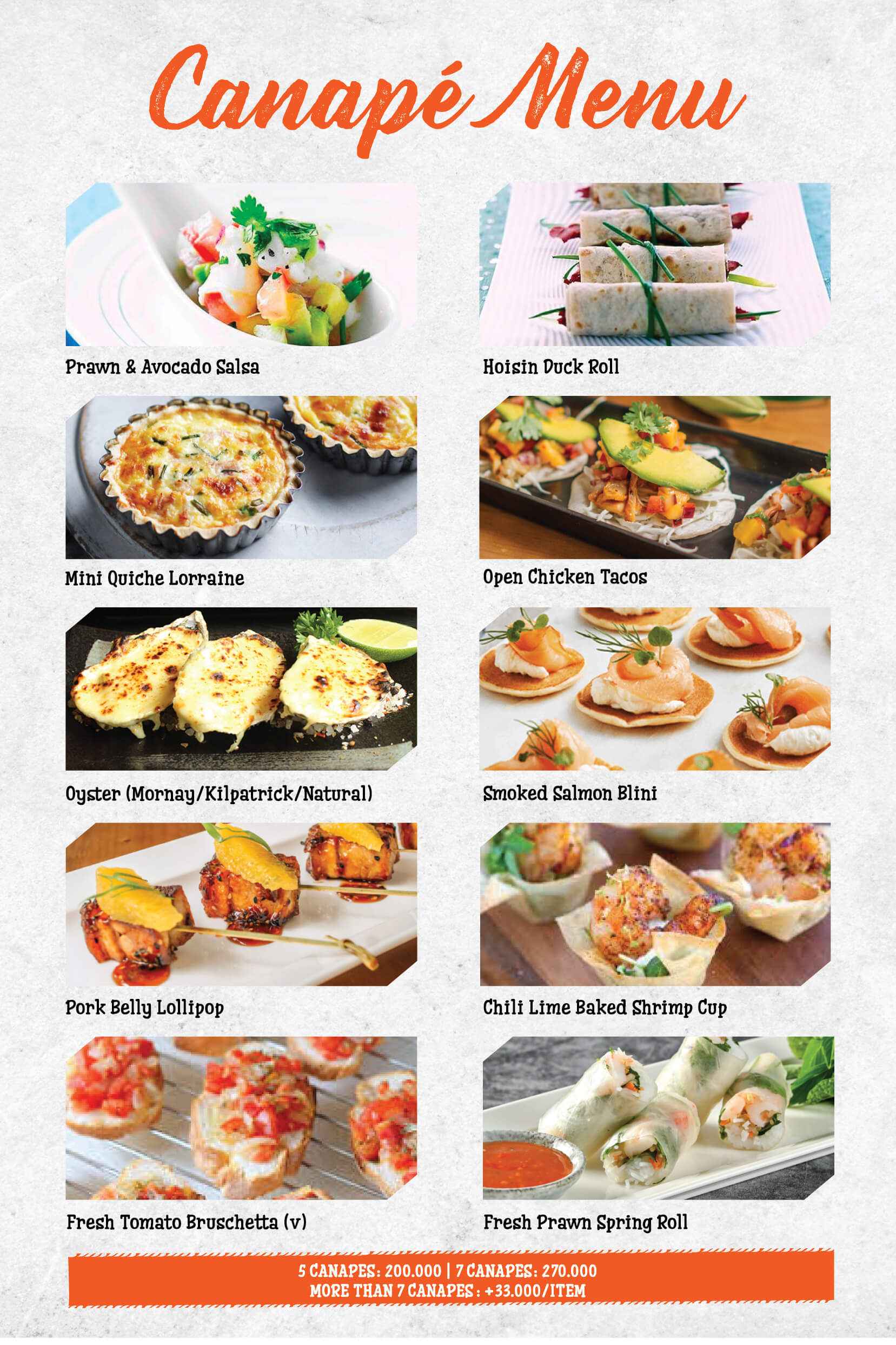 Thực đơn finger food hải sản số 1