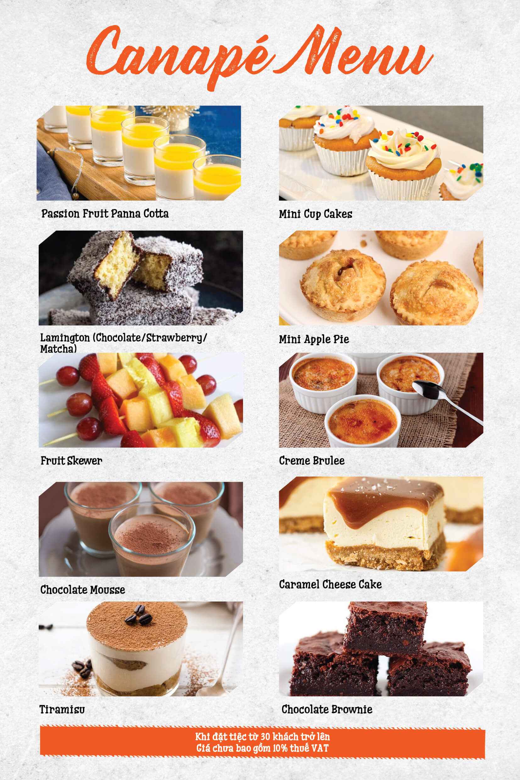 Thực đơn finger food món ngọt&nbsp;