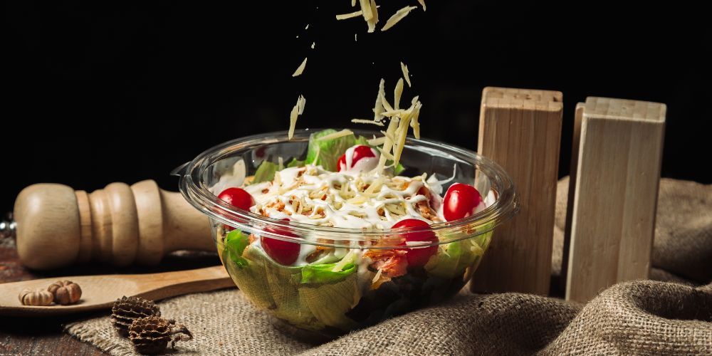 Trộn salad làm salad tôm dưa lê