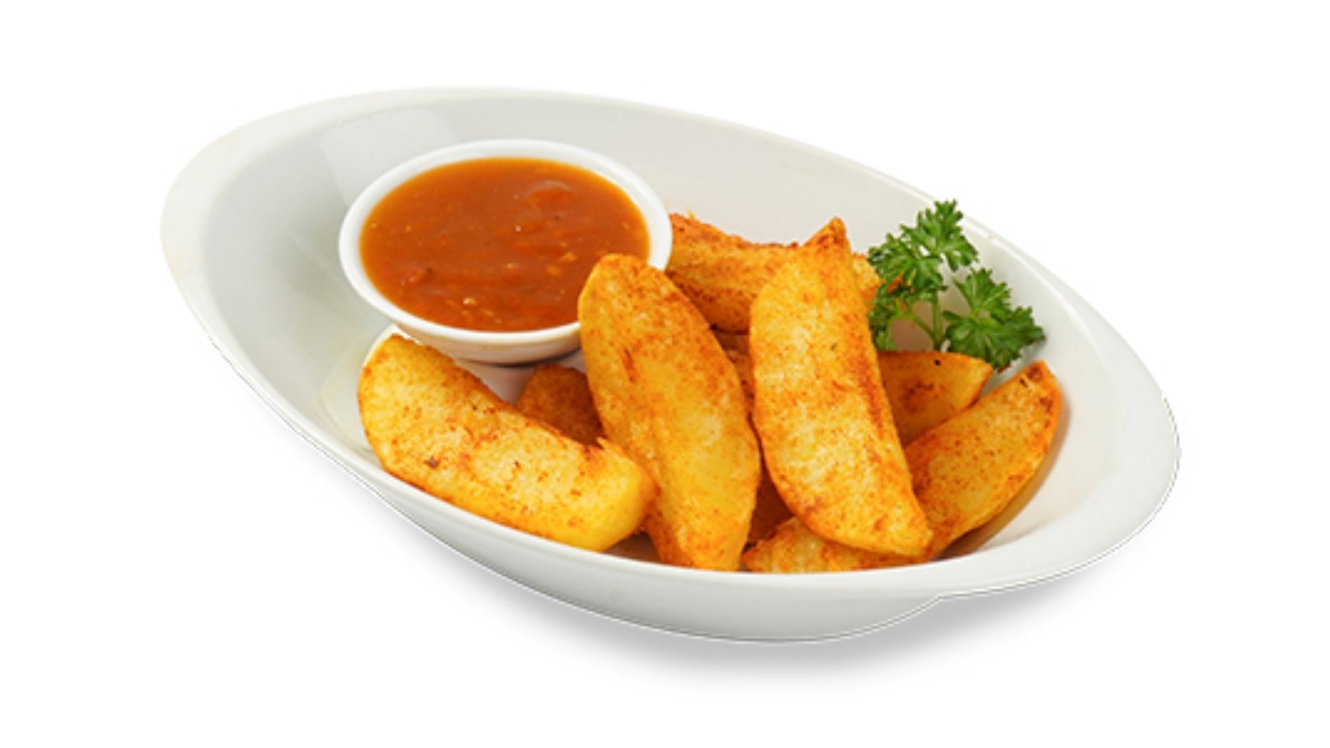 Cajun Wedge là món khoai chiên cắt múi, nên dùng với ức gà nước bơ tỏi